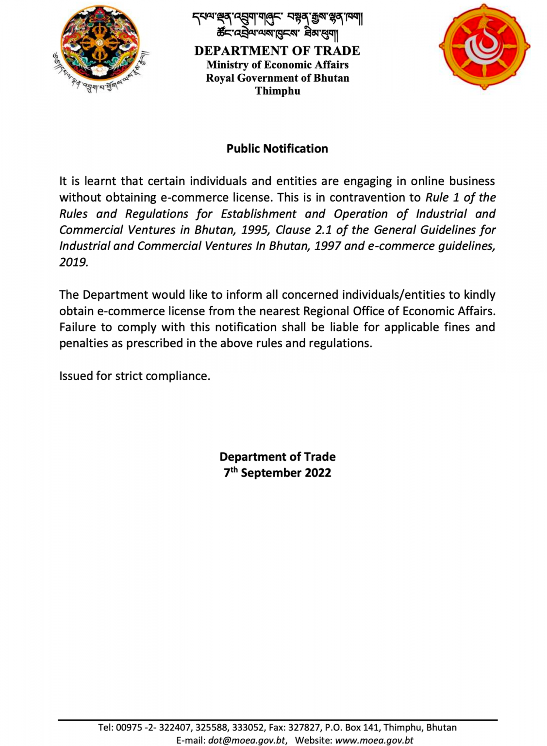 Online Business in Bhutan to obtain License Digital Bhutan